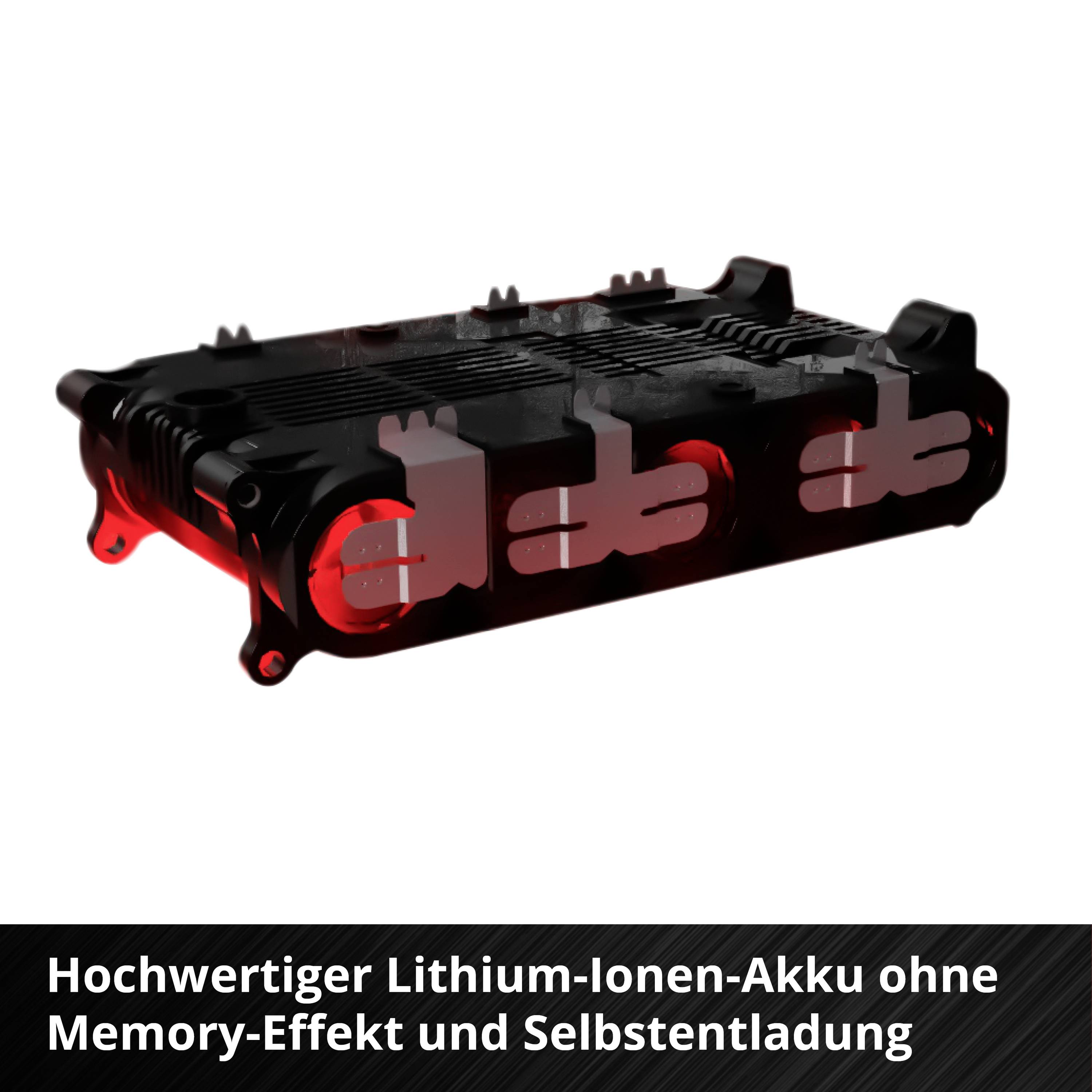 Hochwertiger Lithium-Ionen-Akku, der keinen Memory-Effekt und keine Selbstentladung aufweist.