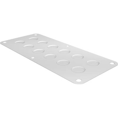 Metallplatte mit mehreren vertieften Kuppeln und abgerundeten Ecken.