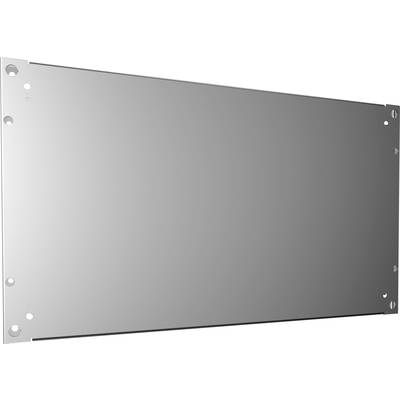 Metallplatte mit Löchern an den Ecken, möglicherweise als Abdeckung oder Halterung verwendet.