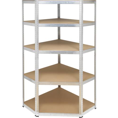 TOOLCRAFT KPW77 Lagerregal-Eckmodul 175 kg (B x H x T) 700 x 1800 x 700 mm Metall, MDF Verzinkt, Silber Holzboden