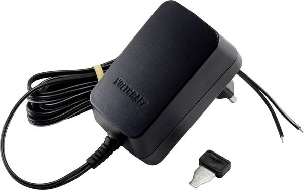 VOLTCRAFT VC-11258685 Steckernetzteil, einstellbar 3 V/DC, 4.5 V/DC, 5 V/DC, 6 V/DC, 7.5 V/DC, 9 V/DC, 12 V/DC 1 A 12 W Ausgangsspannung regelbar, offene Kabelenden