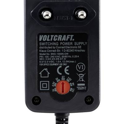 'Voltcraft Switching Power Supply' Steckernetzteil, Modell SNG-1000N-0W mit variabler Spannungseinstellung. Nur für Bürogeräte.