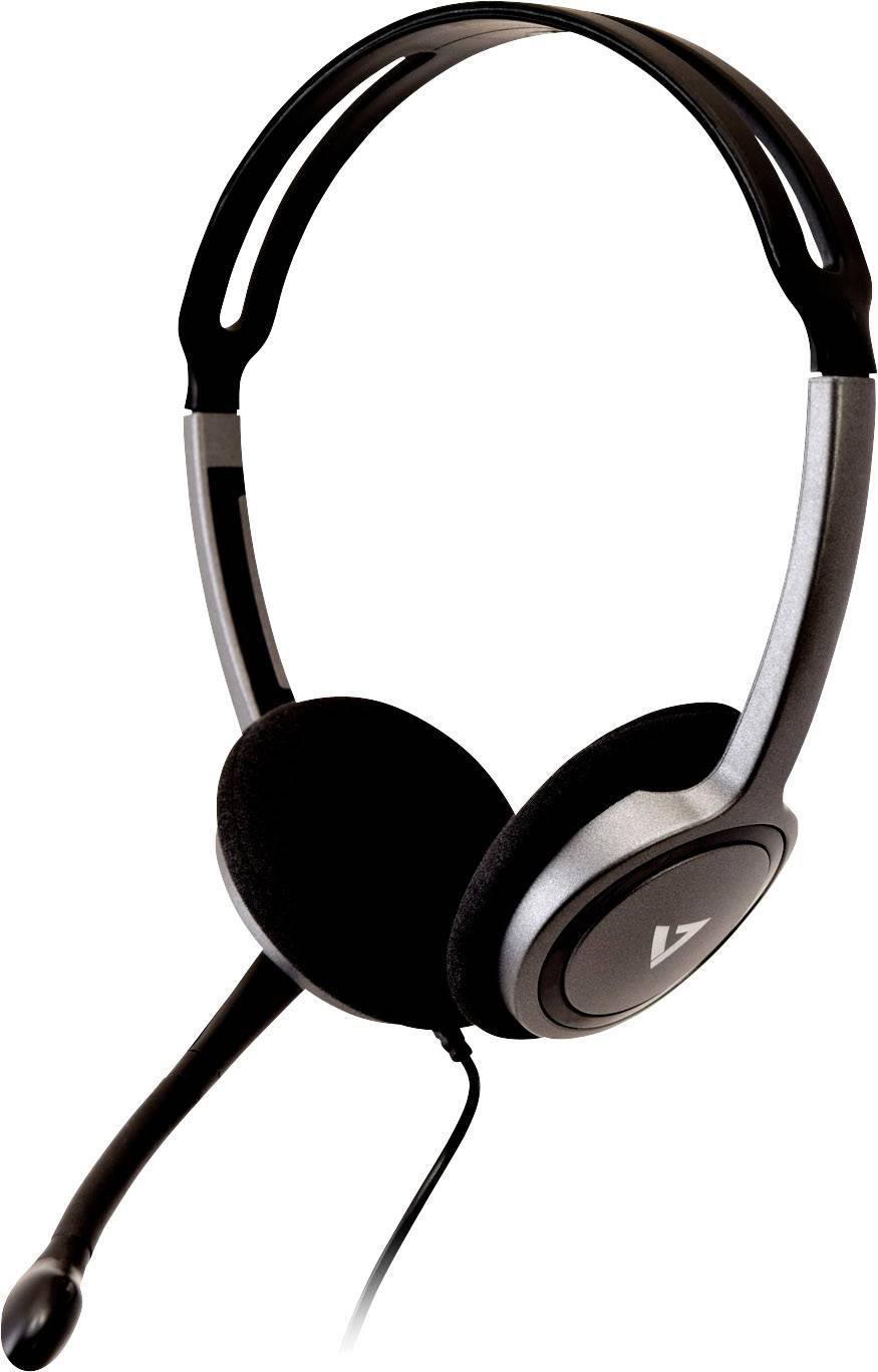 V7 Videoseven Boom MIC On Ear Headset kabelgebunden Stereo Silber Mikrofon-Rauschunterdrückung, Noise Cancelling Lautstä-0