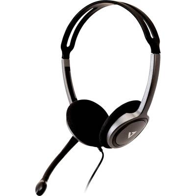 V7 Videoseven Boom MIC On Ear Headset kabelgebunden Stereo Silber Mikrofon-Rauschunterdrückung, Noise Cancelling Lautstä-0