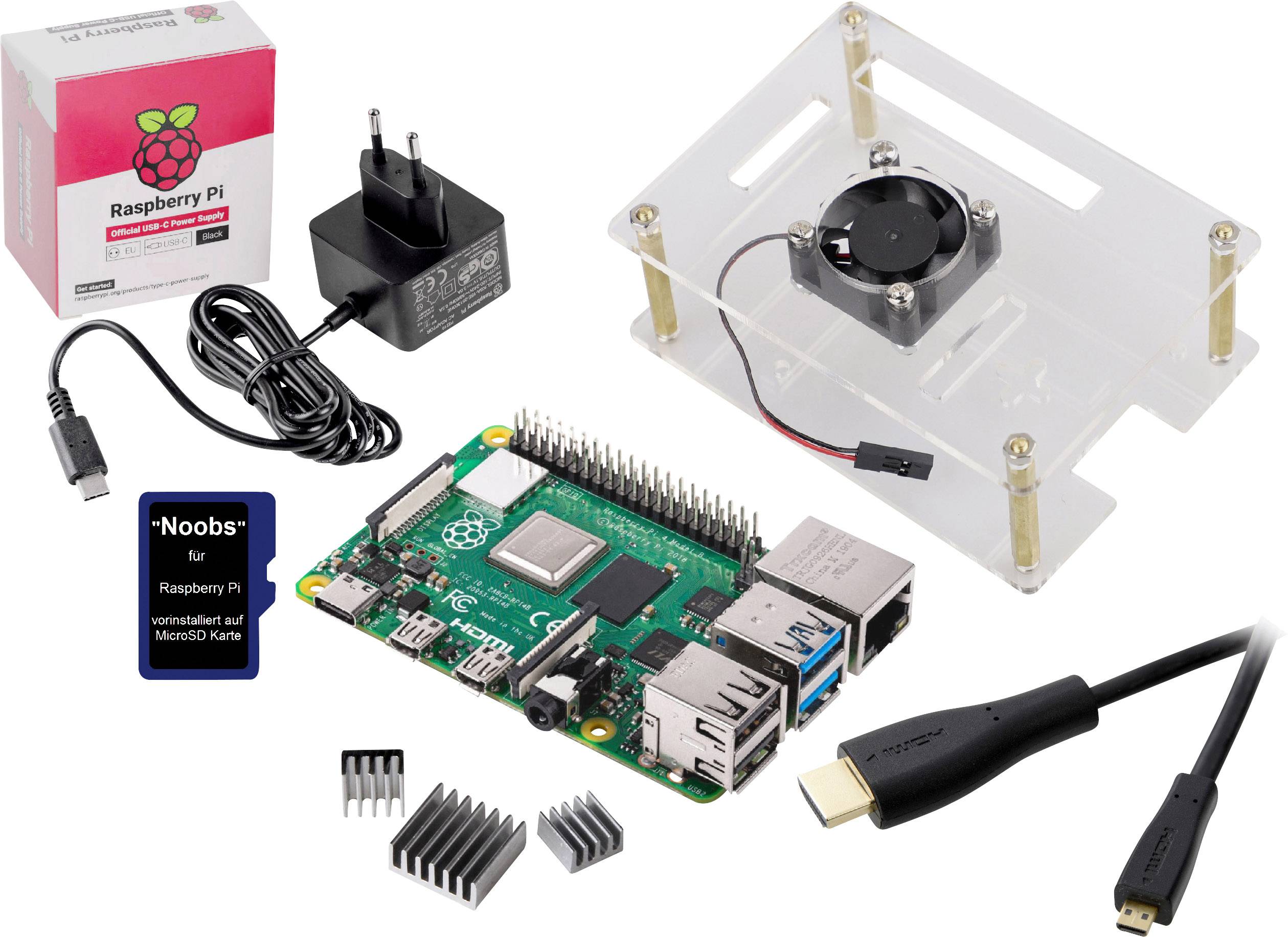 TRU COMPONENTS Class-Room-Set 5x Raspberry Pi® 4 B 4 GB 4 x 1.5 GHz inkl. Gehäuse, inkl. Netzteil, inkl. HDMI™-Kabel, in-0