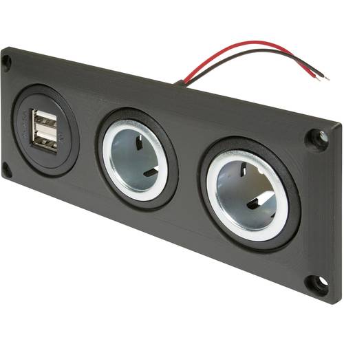 ProCar Einbausteckdose mit USB-A Doppelsteckdose + 2 Powersteckdosen Belastbarkeit Strom max.=20 A 12 V, 24 V