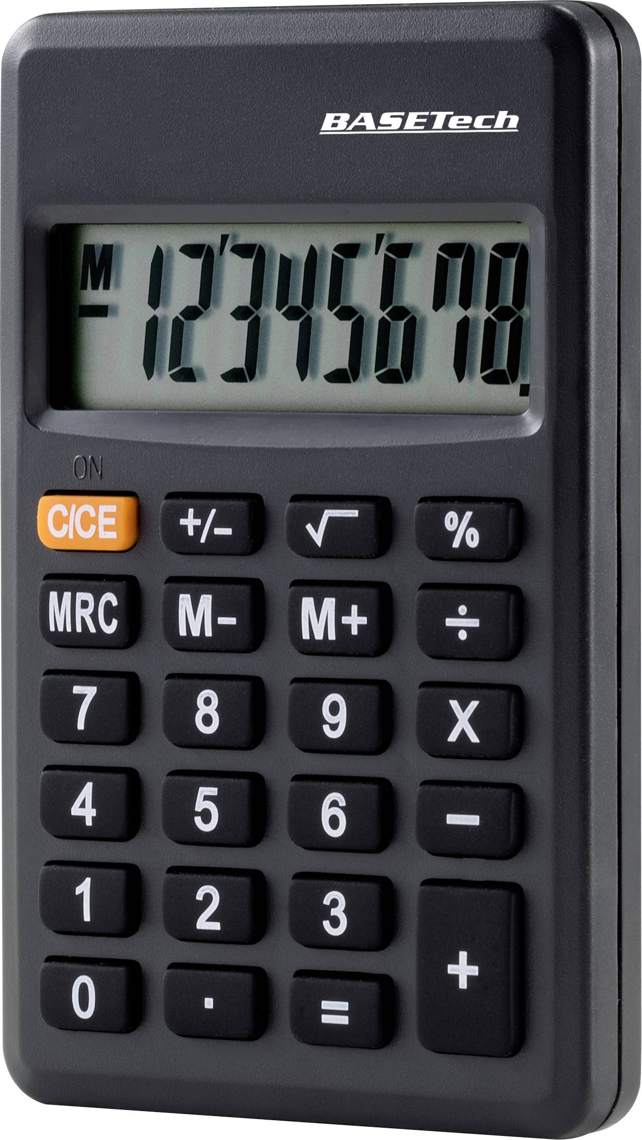 BASETECH BT-CA-1008 Taschenrechner Black Display (Stellen): 8 batteriebetrieben (B x H x T)