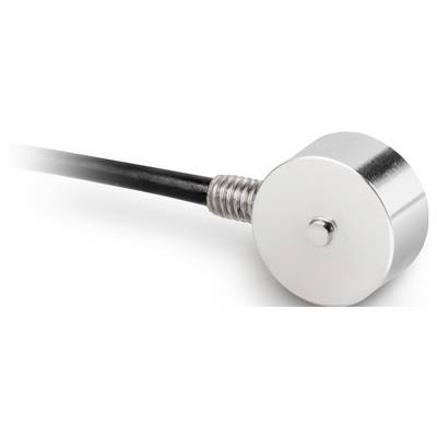 Ein zylindrischer Metallmagnet mit einem schwarzen Kabel verbunden. Der Magnet hat eine silberne Farbe und eine glatte Oberfläche.