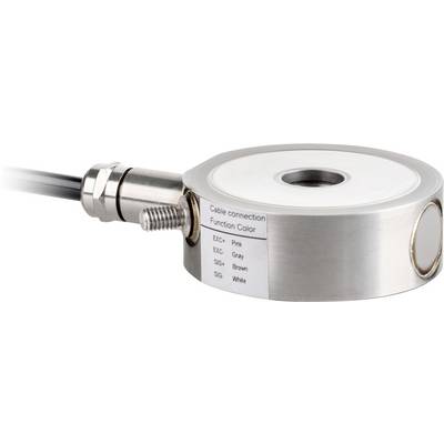 Metallischer Sensor mit Kabelverbindung und Farbcodierungstabelle (Pink, Grau, Braun, Weiß) auf der Oberseite.