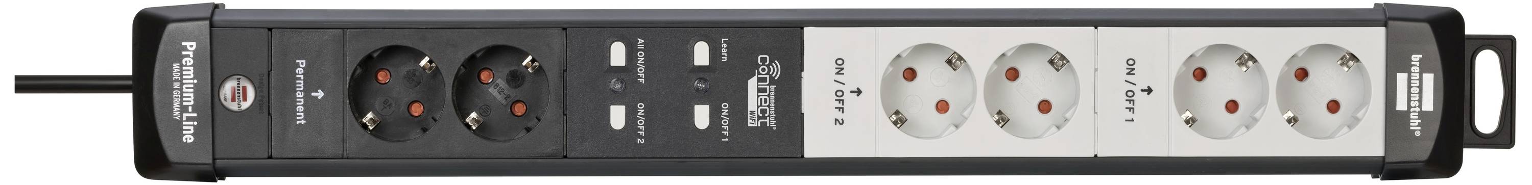 Brennenstuhl 1951160610 WiFi-Steckdosenleiste 6fach Schwarz, Lichtgrau Schutzkontakt 1 St.-1
