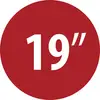 Roter Kreis mit weißer „19" in der Mitte.