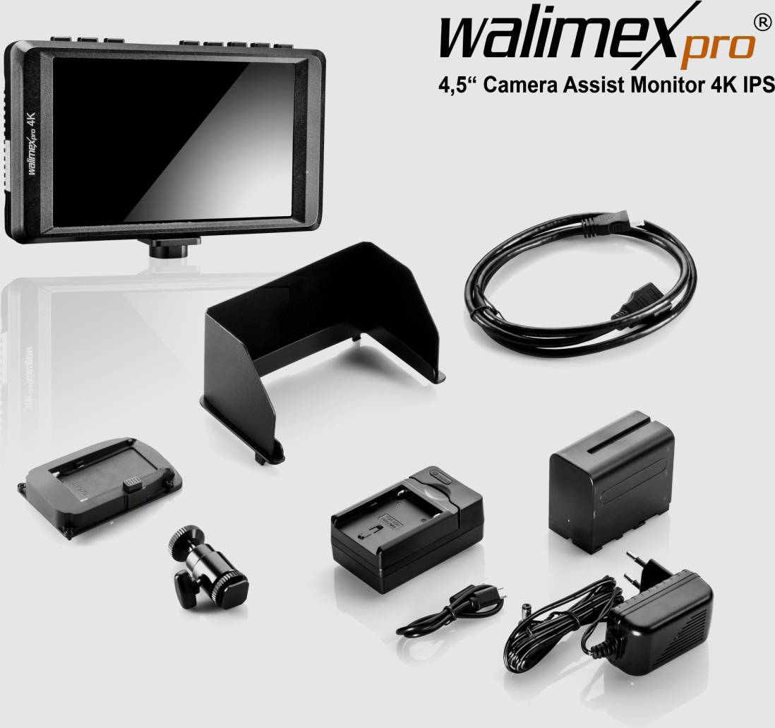 WALSER Walimex pro 4.5\" Camera Assist Monitor 4K IPS Set (22030)
