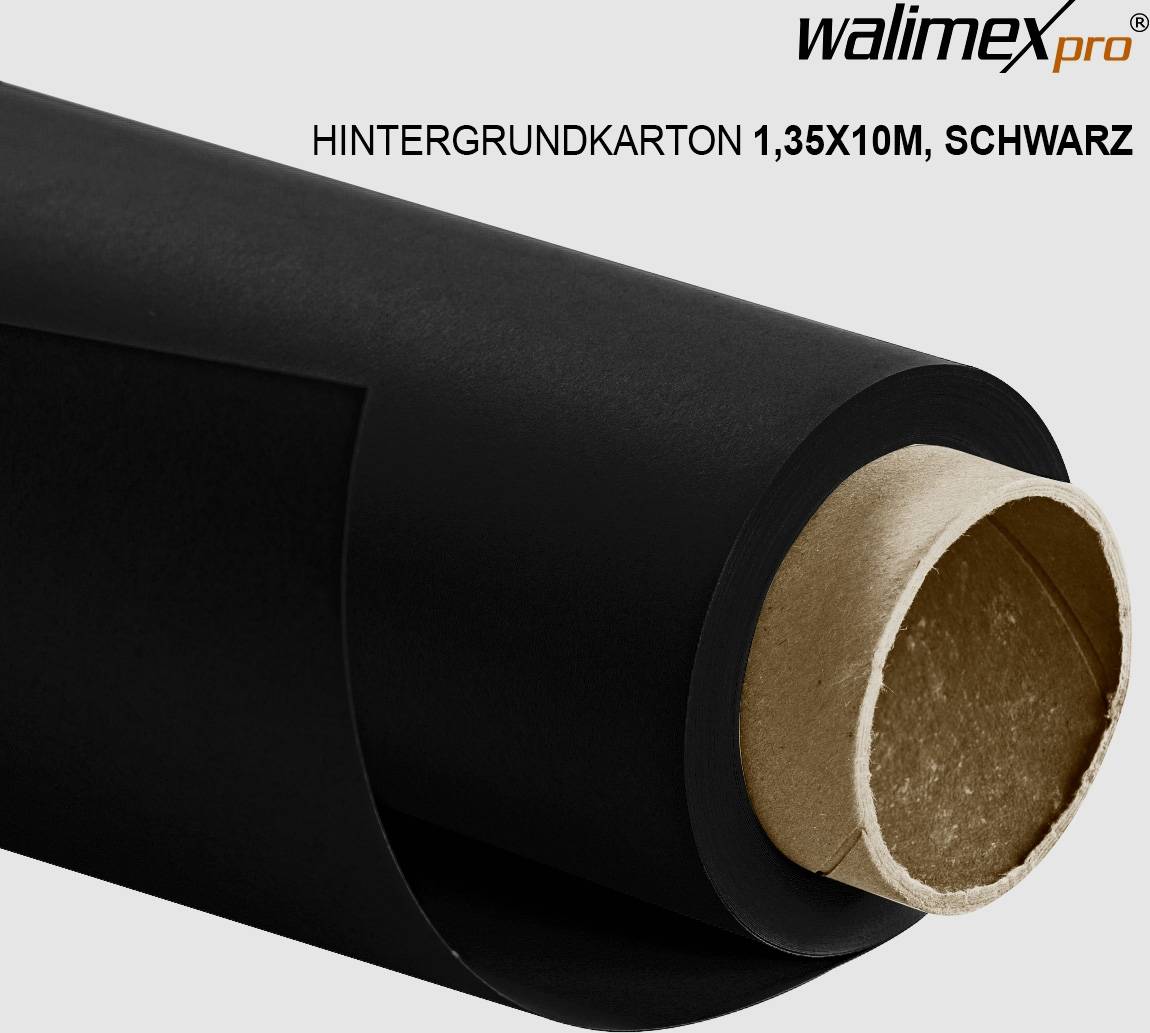 WALSER Walimex pro Hintergrundkarton 1,35x10m, schwarz (22805)