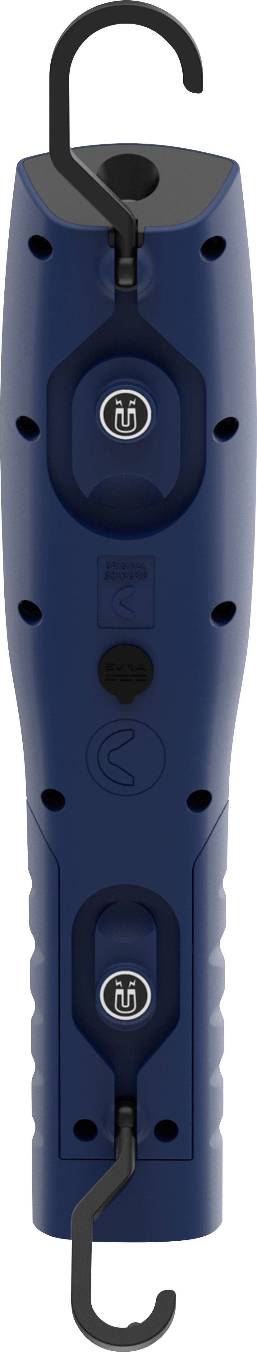 Elektronische Hängewaage in blau mit Haken oben und unten, benutzerfreundliche Tasten für bequeme Gewichtsmessung.