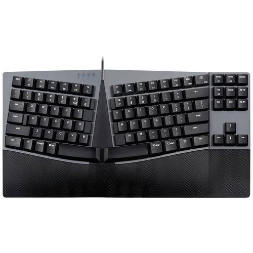 Thumbnail - Perixx PERIBOARD-335 BL DE USB Tastatur Deutsch, QWERTZ Schwarz Beleuchtet, Ergonomisch