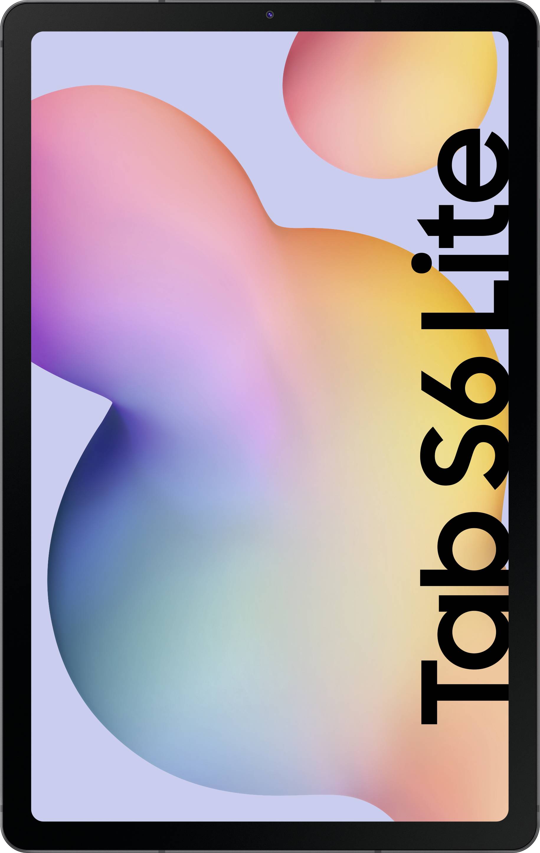 Ein Tablet mit einem bunten Hintergrundbild. Rechts steht 'Tab S6 Lite'.