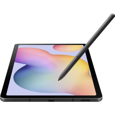 Tablet mit einem farbenfrohen Bildschirm und einem Stift, der auf dem Display ruht.