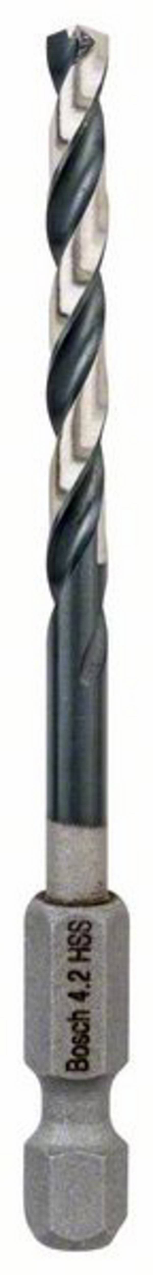 Bosch Accessories 2608577054 Metallbohrer PRO Impact 4,2mm HSS-G Länge 43/83mm  6kant Schaft 1/4" HSS-G Metall-Spiralbohrer  4.2 mm Gesamtlänge 83 mm   1/4" (6.3 mm) 1 St.