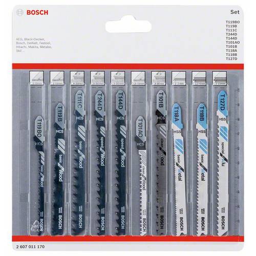 Bosch Accessories 2607011170 Stichsägeblatt-Set Wood and Metal, 10-teilig 10 St.