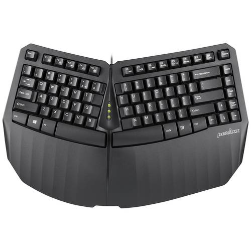 Thumbnail - Perixx PERIBOARD-413 DE B USB Tastatur Deutsch, QWERTZ Schwarz Ergonomisch, Handballenauflage