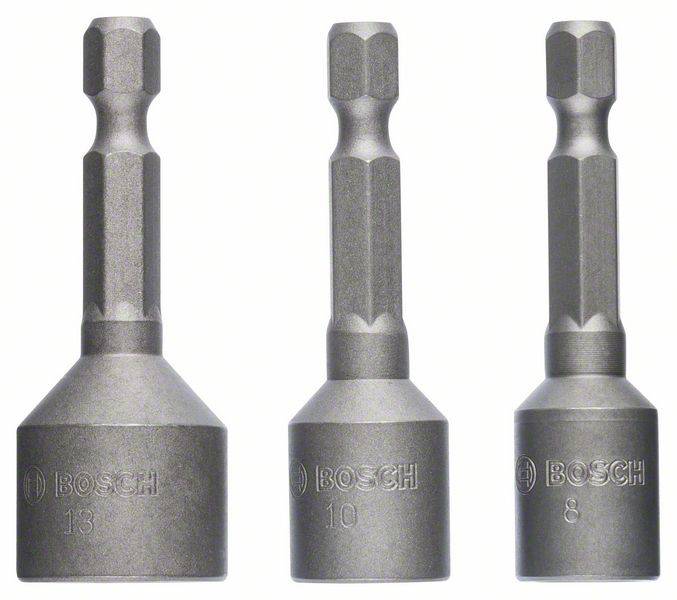 BOSCH Steckschlüssel-Pack, 3-teilig, 50 mm, 8, 10, 13 mm (2608551078)