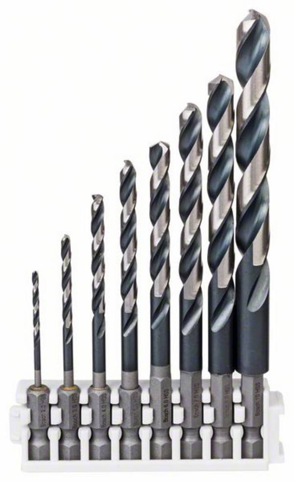 Bosch Accessories 2608577139 Metall-Spiralbohrer-Set 2 mm, 3 mm, 4 mm, 5 mm, 6 mm, 7 mm, 8 mm, 10 mm Sechskantschaft 8 St.