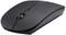 Schwarze drahtlose Computermaus mit Scrollrad, seitlicher Ansicht. Ideal für präzises Arbeiten am Computer ohne Kabel.