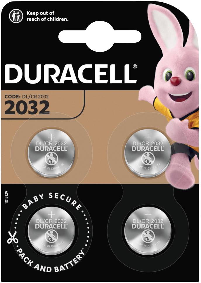 Duracell Knopfzelle CR2032 3 V 4 St. 220 mAh Lithium Elektro 2032