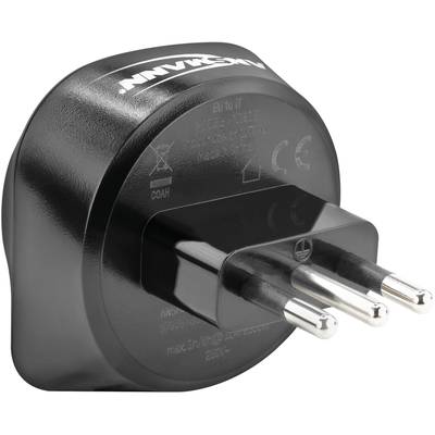 'Schwarzer Netzadapter mit dreipoligem Stecker, geeignet für EU-Anschlüsse, zeigt Sicherheitszertifizierungen und technische Markierungen.'