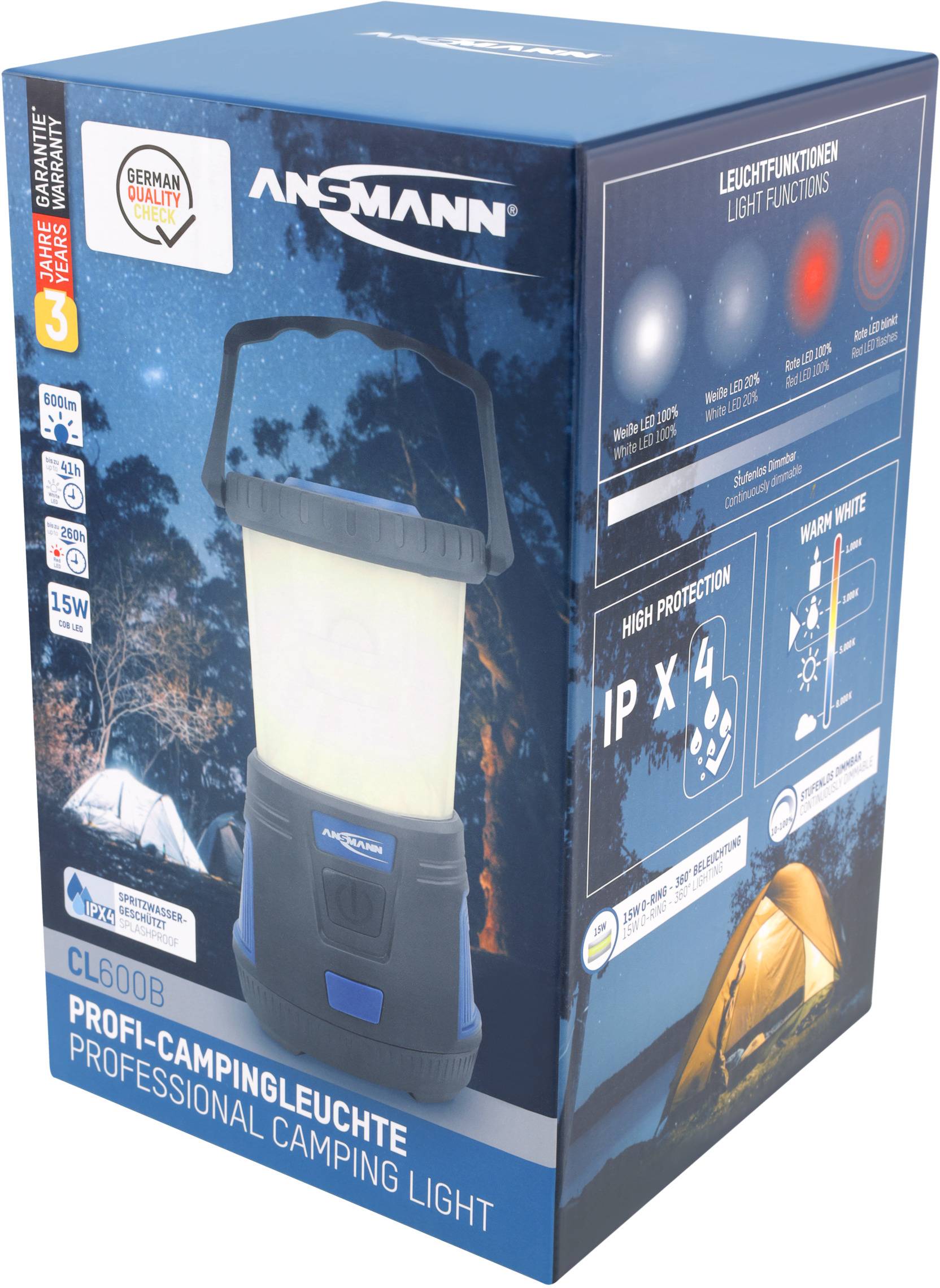 Ansmann 1600-0287 CL600B LED Camping-Laterne 600 lm batteriebetrieben Schwarz-11