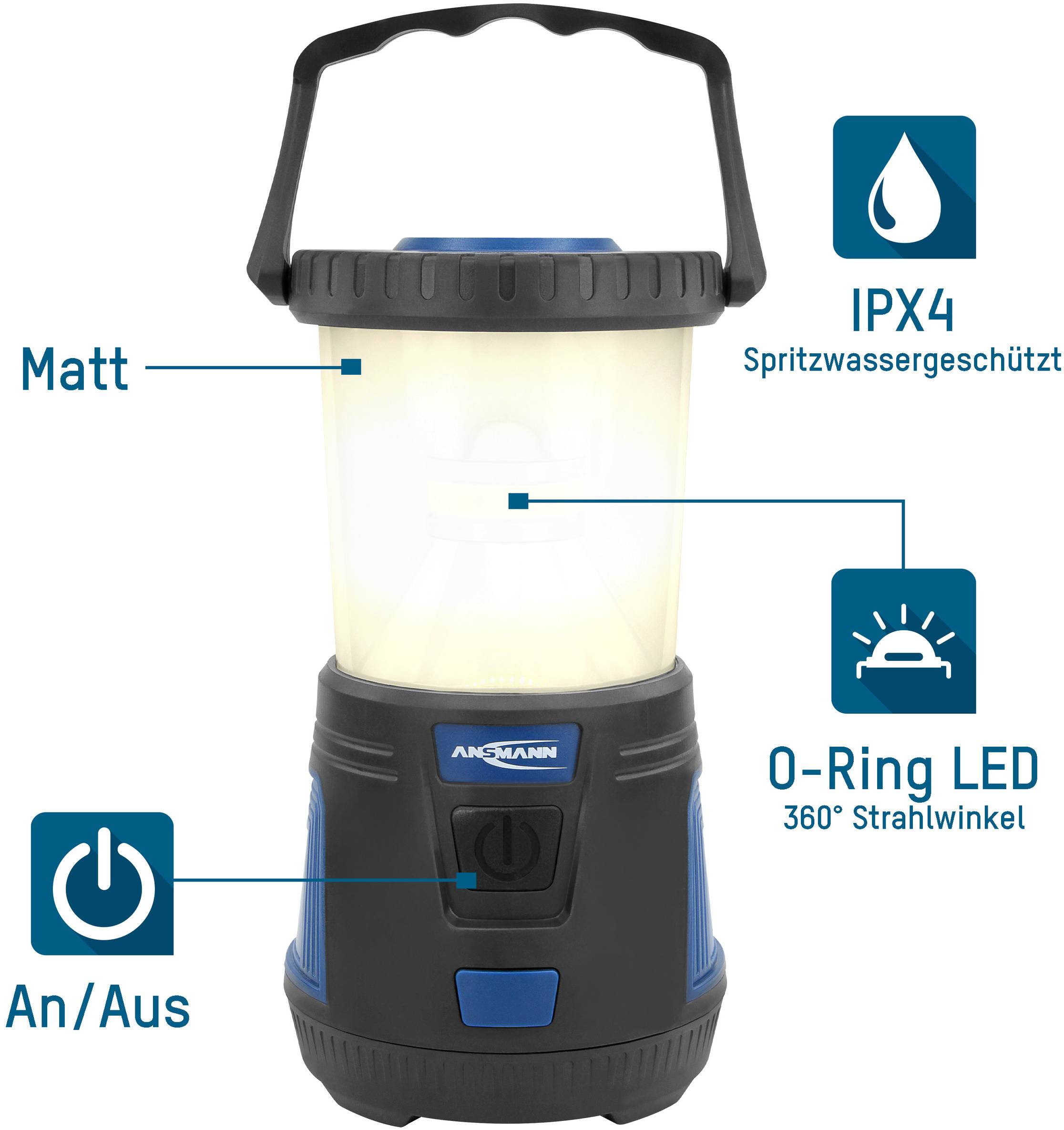 Ansmann 1600-0287 CL600B LED Camping-Laterne 600 lm batteriebetrieben Schwarz-16