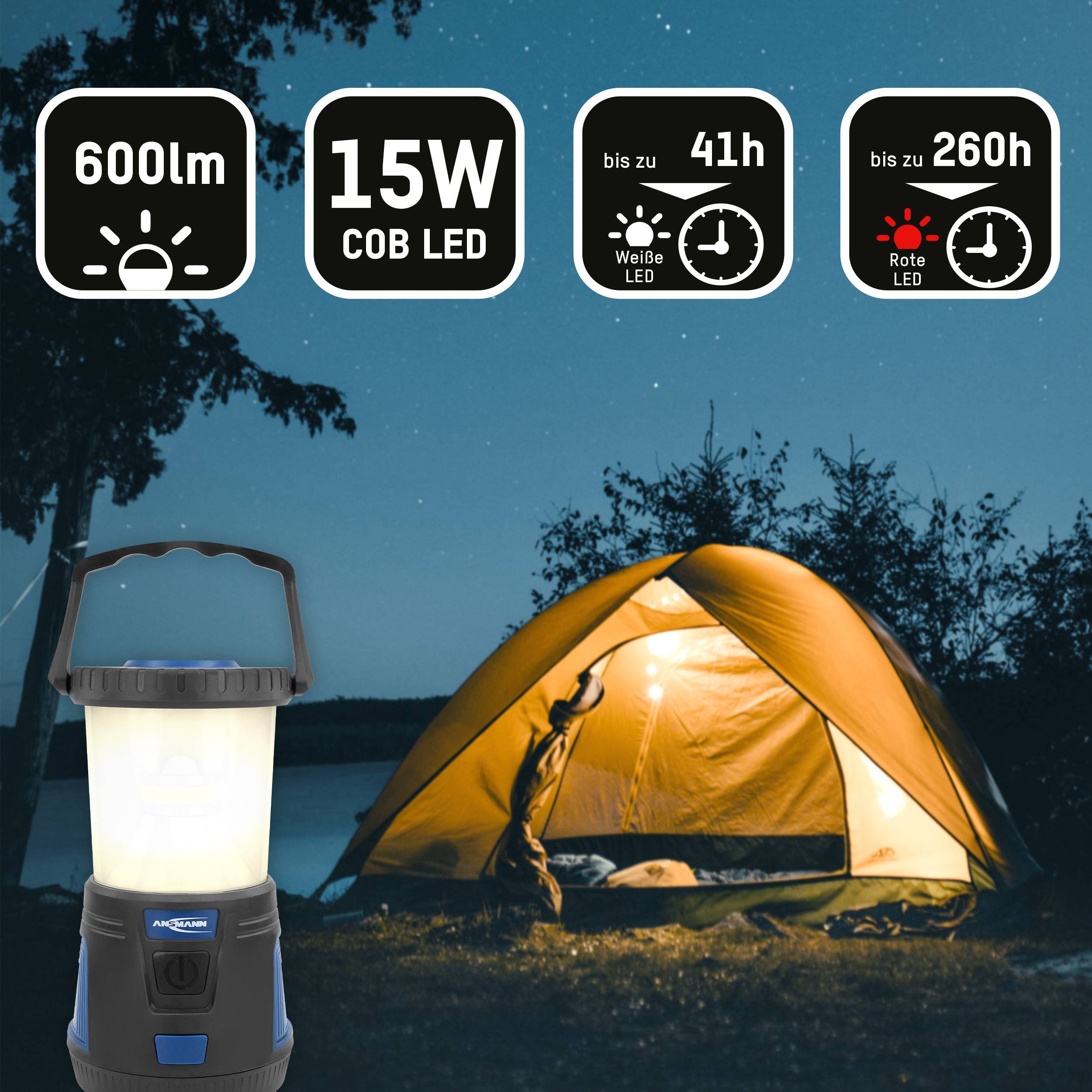 Ansmann 1600-0287 CL600B LED Camping-Laterne 600 lm batteriebetrieben Schwarz-18