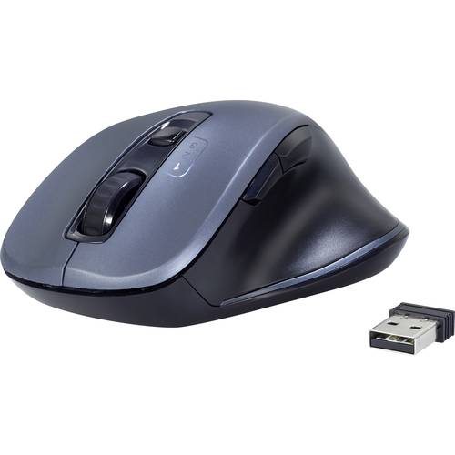 Renkforce Ergonomische Maus Bluetooth®, Funk Optisch Grau 7 Tasten 1600 dpi Ergonomisch