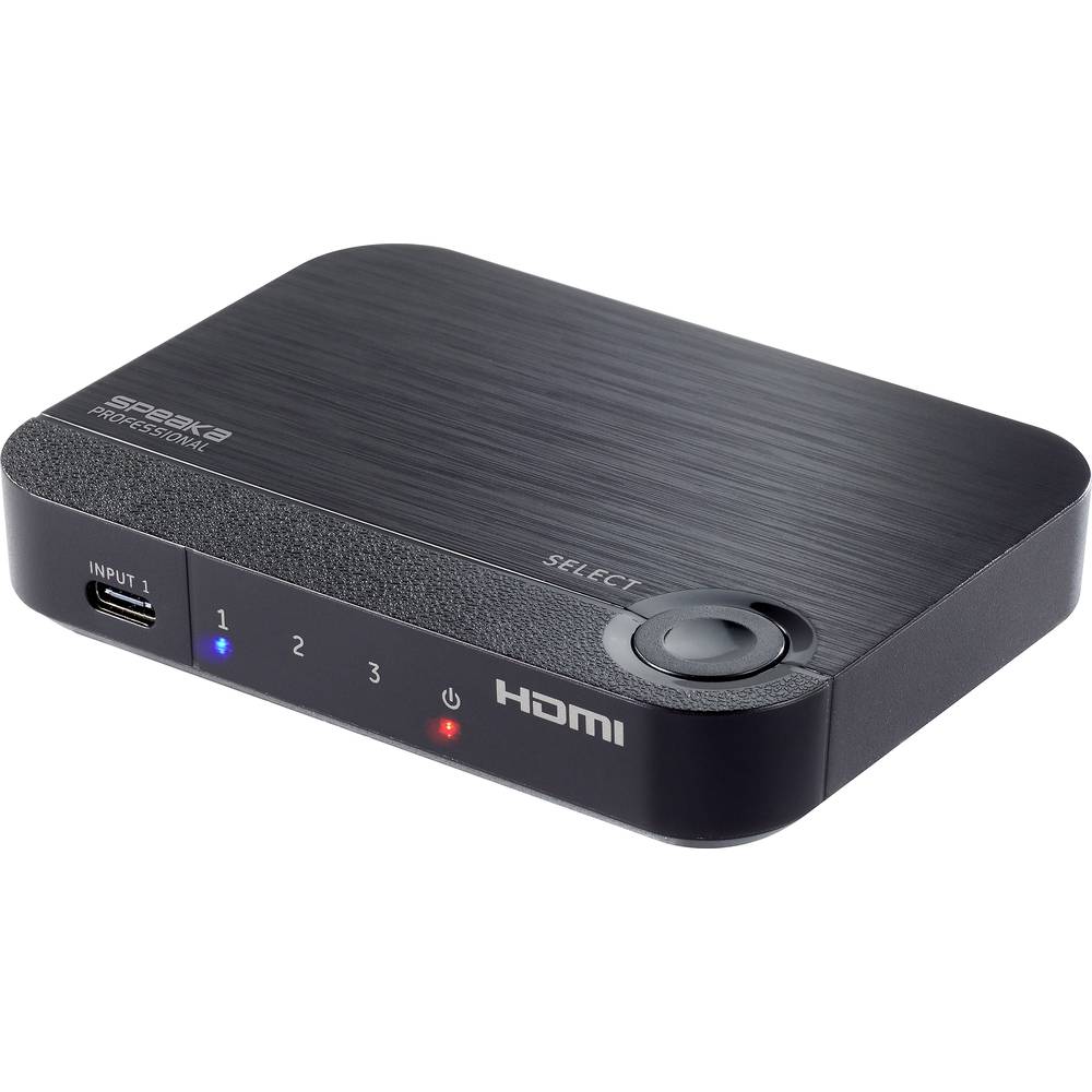 SpeaKa Professional 2 + 1 poorten HDMI-switch Met extra USB-C-ingang 3840 x 2160 Pixel