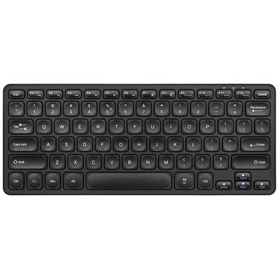 Eine schwarze, kompakte QWERTZ-Tastatur mit Funktionstastenreihe und Zifferntastenreihe. Kein Ziffernblock vorhanden.