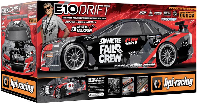 HPI Racing E10 Drift Nissan Skyline R34 GT-R Brushed 1:10 RC Modellauto Elektro Straßenmodell Allradantrieb (4WD) 100% R-15