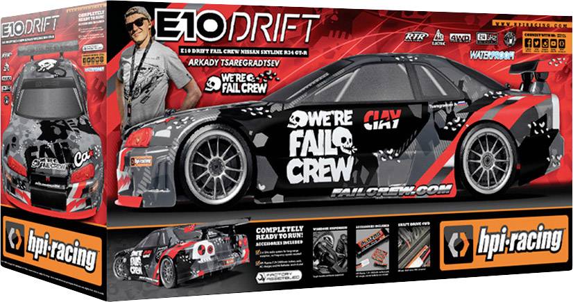 HPI Racing E10 Drift Nissan Skyline R34 GT-R Brushed 1:10 RC Modellauto Elektro Straßenmodell Allradantrieb (4WD) 100% R-26