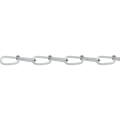 Eine Kette aus fünf silbernen Gliedern, horizontal angeordnet, symbolisiert Verbindung oder Zusammenhalt.
