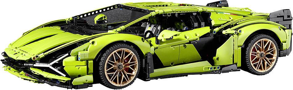 Limegrünes Modellauto, inspiriert von einem Luxus-Sportwagen, mit goldenen Felgen und detaillierten Designmerkmalen.