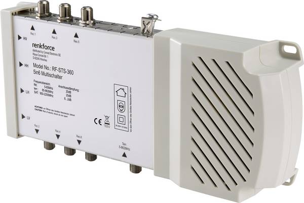Renkforce RF-STS-360 SAT Multischalter Eingänge (Multischalter): 5 (4 SAT/1 terrestrisch) Teilnehmer-Anzahl: 6 Quad-LNB-tauglich