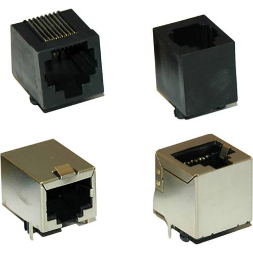 encitech RJJ-64NF-V RJ45-Steckverbinder 2101-0110-14 Buchse, Einbau vertikal Polzahl Sensoren 6P4C Schwarz 1 St.