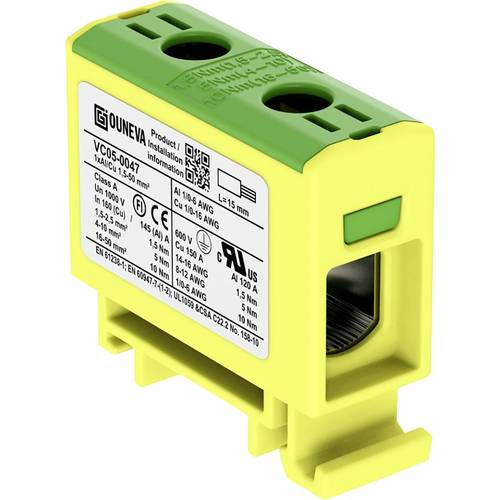 Ouneva Group VC05-0047 Verteilerblock Schrauben Gelb-Grün 1 St.
