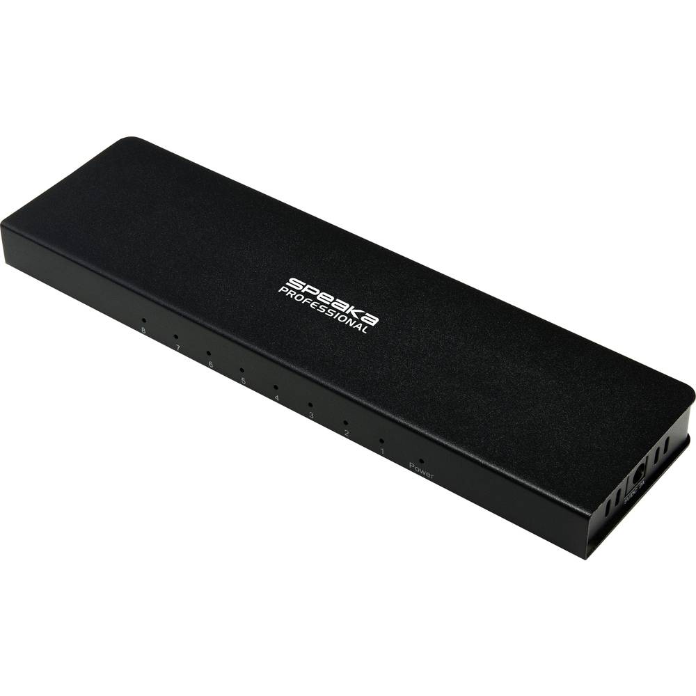 SpeaKa Professional SP-HDS-280 8 poorten HDMI-splitter Ultra HD-geschikt 3840 x 2160 Pixel Zwart
