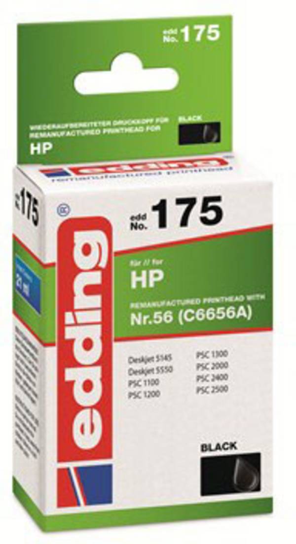Edding Druckerpatrone ersetzt HP 56, C6656A Kompatibel  Schwarz EDD-175 18-175