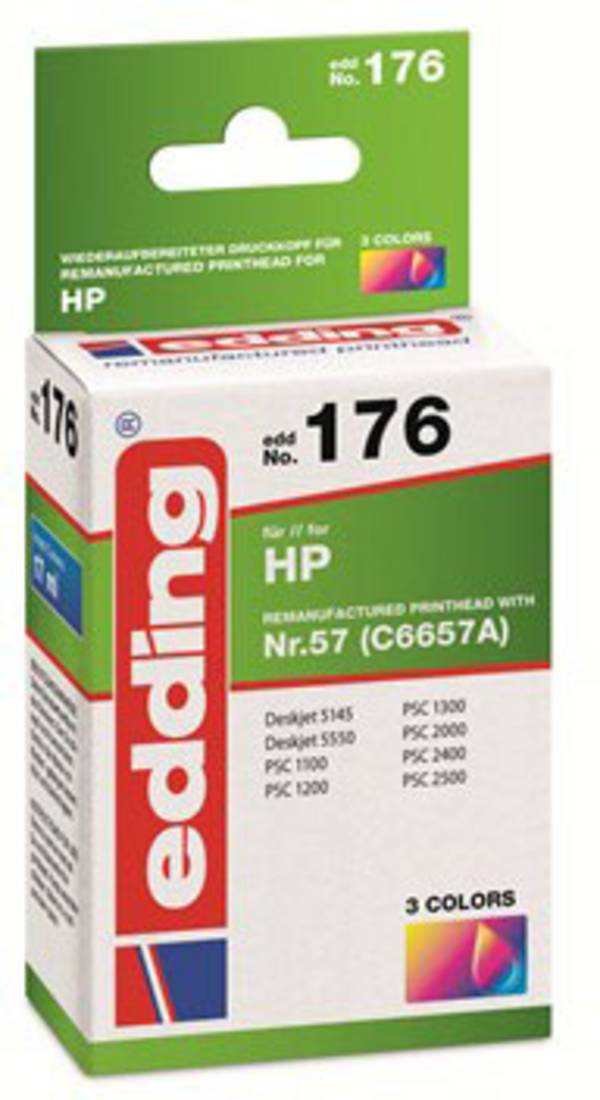Edding Druckerpatrone ersetzt HP, LSK, OTC, Odixion, Olivetti, Output Solutions, Seiko Precision, Telecom Italia 57, C6657A Kompatibel  Color EDD-176 18-176