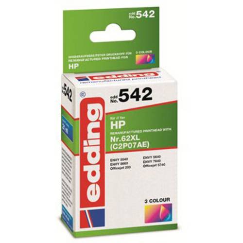 Edding Druckerpatrone ersetzt HP 62XL, C2P07AE Kompatibel Color EDD-542 18-542