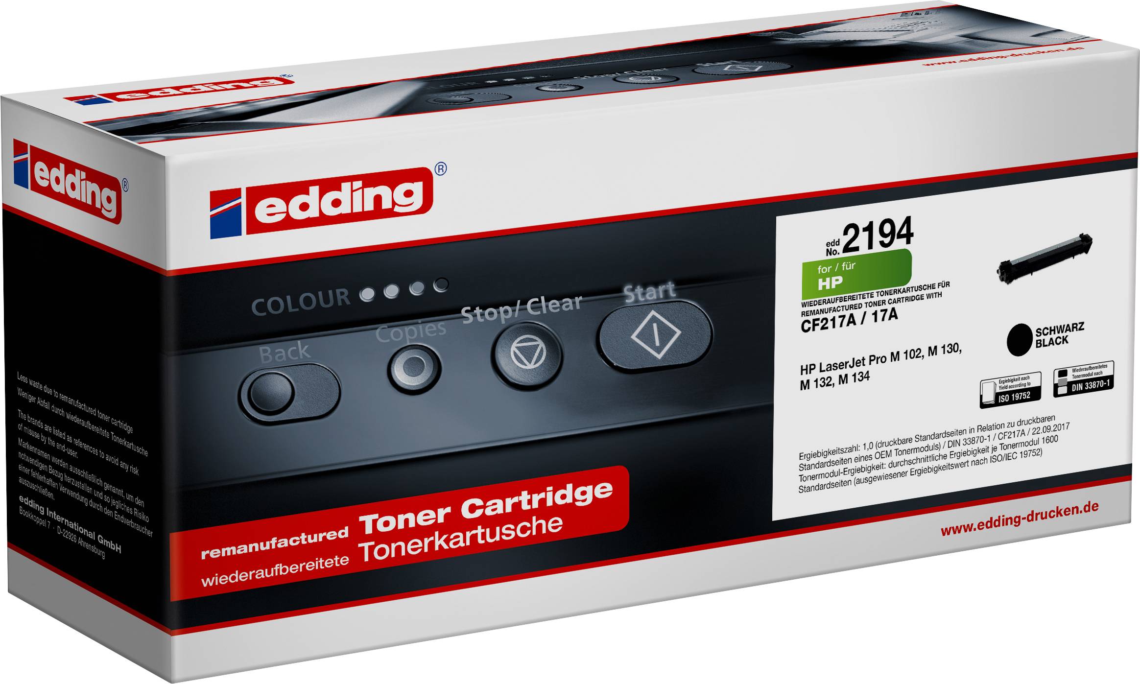 EDDING EDD-2194 Toner einzeln ersetzt HP 17A (CF217A) Schwarz Kompatibel Toner (18-2194)
