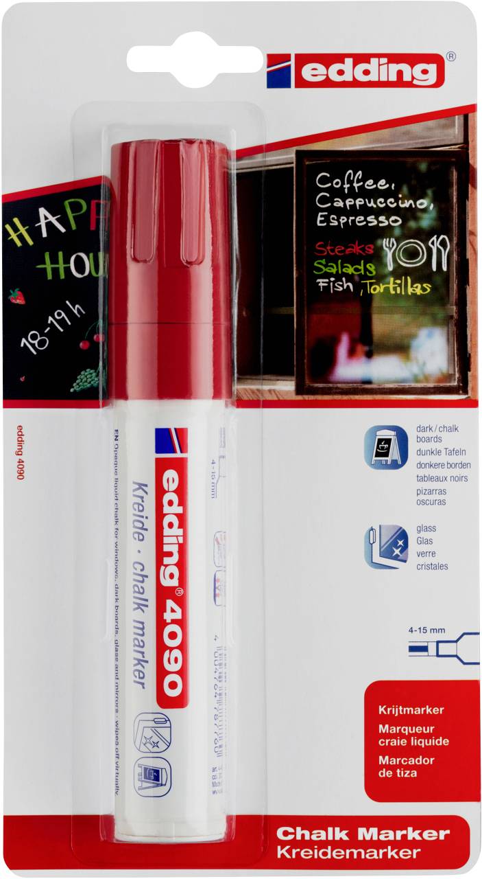 edding 4090 Kreidemarker 1er-Blister rot-0