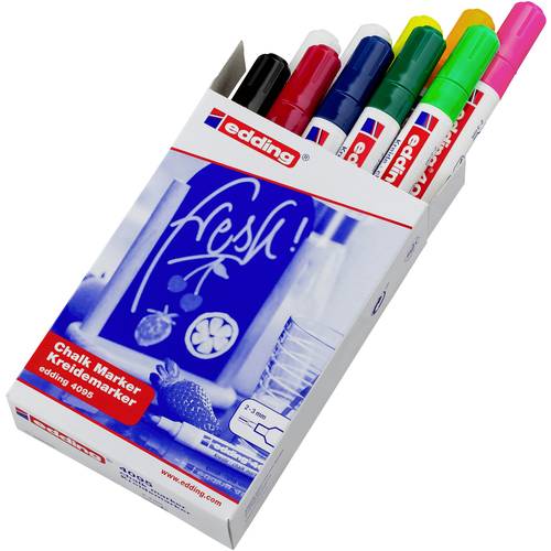 Edding 4095 4-4095999 Kreidemarker Weiß, Weiß, Schwarz, Rot, Blau, Grün, Hellgrün, Neongelb, Neonorange, Neon-Rosa 4 mm,...