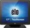 'elo 17" Touchscreen Monitor mit blauem Hintergrund und weißem Text, der die Bildschirmgröße und Touch-Funktionalität zeigt.'